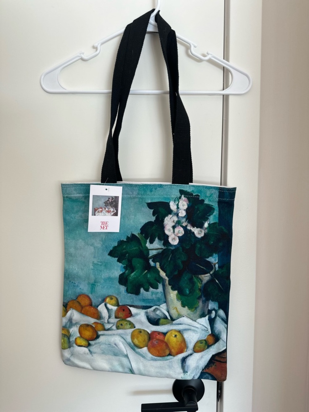 The Met Floral Still Life Canvas Tote Bag in Teal/Green